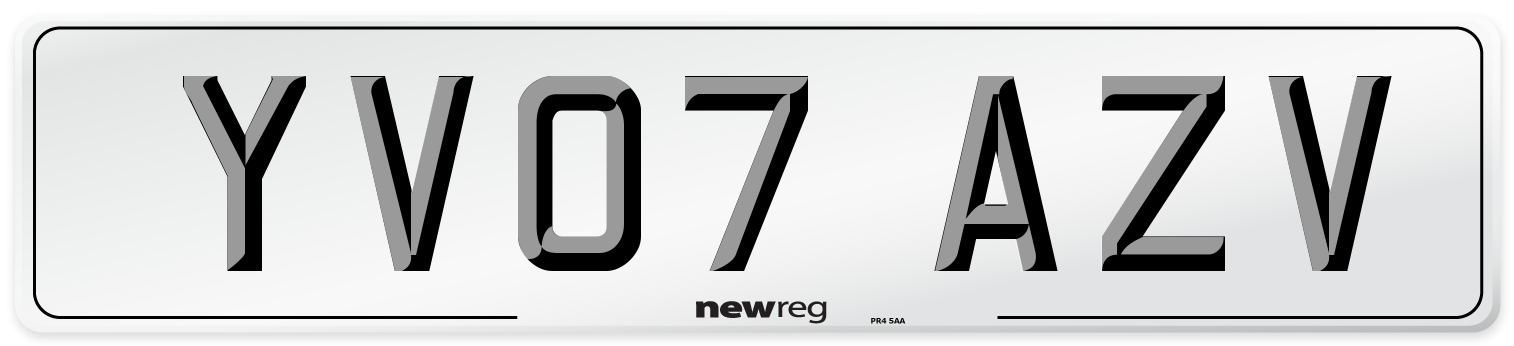 YV07 AZV Number Plate from New Reg